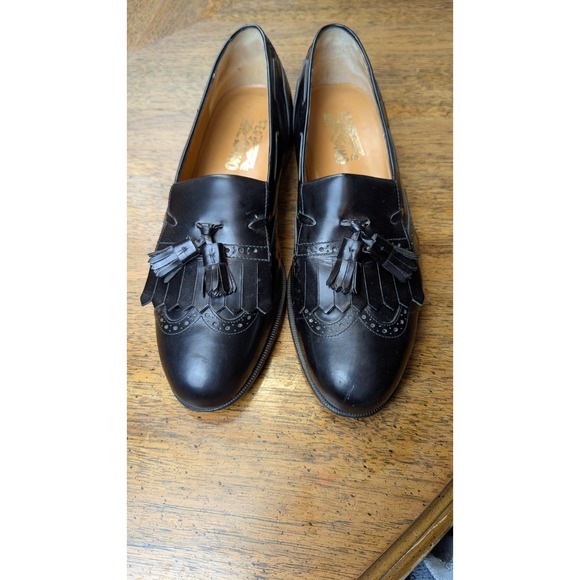 Salvatore Ferragamo LUCAS Wing Tip Leather Tasseled Kiltie Loafers Size 10.5 D main image 8